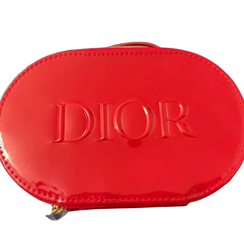 Dior Glossy Red Oval Pouch NEW